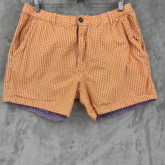 Chubbies Reversible Orange Purple Cotton Gingham 5 Inch Shorts USA Made - Picture 3 of 9